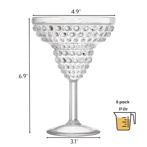 ZOOFOX 6 Pack Plastic Margarita Glasses, 11oz Stemmed Cocktail Glasses, Reusable Shatterproof Margarita Glasses, Unique Bar Glasses for Martini, Frozen Daiquiri, Tropical Summer Parties - My Kitchen Products