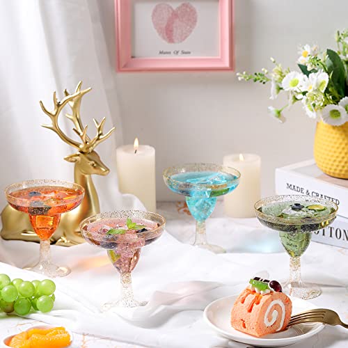 Zopeal 100 Pcs Plastic Martini Glasses 5 oz Disposable Glitter Cocktail Glasses Champagne Cups Stemmed Margarita Coupe Cup for Wedding Bridal Shower Party Summer BBQ (Gold and Pink) - My Kitchen Products