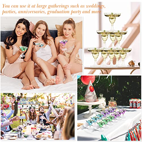 Zopeal 100 Pcs Plastic Martini Glasses 5 oz Disposable Glitter Cocktail Glasses Champagne Cups Stemmed Margarita Coupe Cup for Wedding Bridal Shower Party Summer BBQ (Gold and Pink) - My Kitchen Products