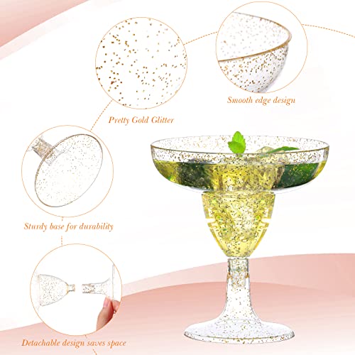 Zopeal 100 Pcs Plastic Martini Glasses 5 oz Disposable Glitter Cocktail Glasses Champagne Cups Stemmed Margarita Coupe Cup for Wedding Bridal Shower Party Summer BBQ (Gold and Pink) - My Kitchen Products