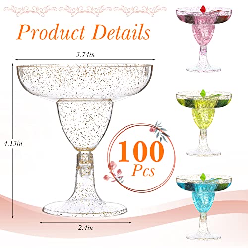 Zopeal 100 Pcs Plastic Martini Glasses 5 oz Disposable Glitter Cocktail Glasses Champagne Cups Stemmed Margarita Coupe Cup for Wedding Bridal Shower Party Summer BBQ (Gold and Pink) - My Kitchen Products