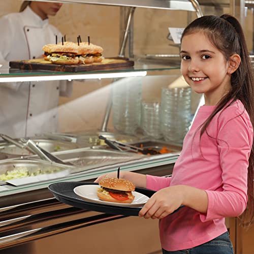 Zopeal 8 Pieces Black Round Restaurant Serving Tray, Plastic Non Slip Surface Food Meals Server Tray with Raised Edges for Home, Kitchen, Restaurant, Cafeteria, Bar (11") - My Kitchen Products