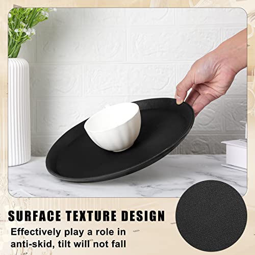Zopeal 8 Pieces Black Round Restaurant Serving Tray, Plastic Non Slip Surface Food Meals Server Tray with Raised Edges for Home, Kitchen, Restaurant, Cafeteria, Bar (11") - My Kitchen Products