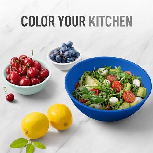 Zulay Kitchen 12 Piece Plastic Mixing Bowls with Lids Set - Leak-Proof Microwave & Freezer Safe Stackable Mixing Bowl Set for Preparing, Serving and Storing - Non-Slip Large Nesting Bowls (Blue Ombre) - My Kitchen Products