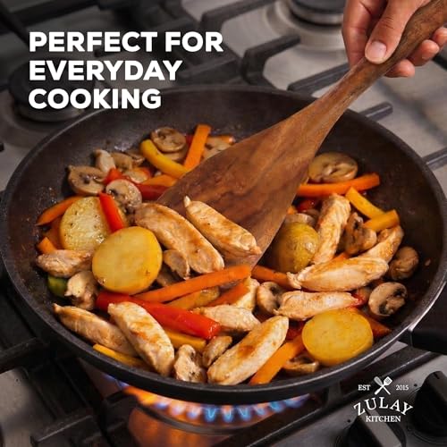 Zulay Kitchen 6 Piece Wooden Spoons for Cooking – Natural Teak Wooden Utensil Set, Easy to Clean, Durable, Smooth with Comfort Grip - Non Toxic Wooden Cooking Utensil Sets - My Kitchen Products
