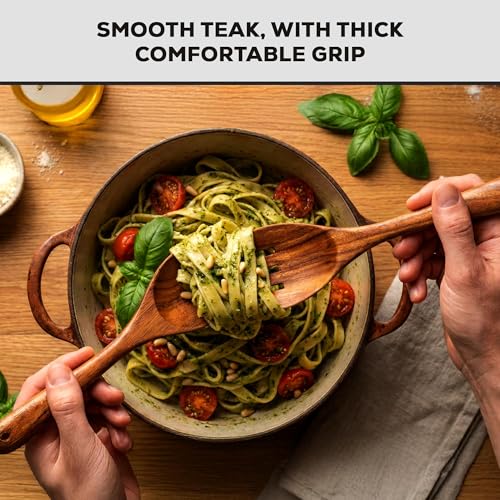 Zulay Kitchen 6 Piece Wooden Spoons for Cooking – Natural Teak Wooden Utensil Set, Easy to Clean, Durable, Smooth with Comfort Grip - Non Toxic Wooden Cooking Utensil Sets - My Kitchen Products
