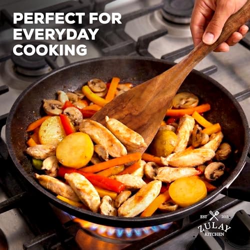 Zulay Kitchen 9-Piece Teak Wood Cooking Utensil Set – Non-Toxic & Non-Stick Safe Wooden Spoons & Kitchen Tools with Comfortable Grip, Smooth Finish Natural Teak – Perfect Kitchen Gift Set - My Kitchen Products