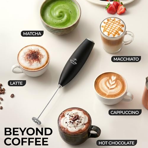 Zulay Kitchen Milk Frother Handheld Electric Whisk – Frother Wand, Durable Drink Mixer, Coffee Frother, Hand Blender, Frother for Protein Powder, Matcha & More - Black - My Kitchen Products