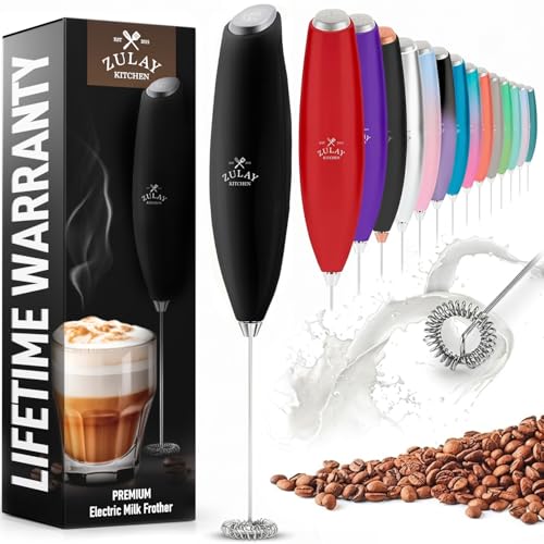 Zulay Kitchen Milk Frother Handheld Electric Whisk – Frother Wand, Durable Drink Mixer, Coffee Frother, Hand Blender, Frother for Protein Powder, Matcha & More - Black - My Kitchen Products