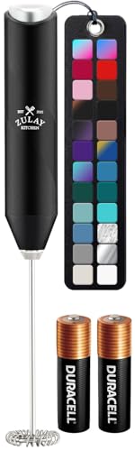 Zulay Kitchen Powerful Milk Frother AA Batteries Included – Ultra Fast Handheld Drink Mixer with Stainless Steel Whisk Stirrer for Coffee, Protein, Matcha & More, Frother Wand Electric Frothmate Black - My Kitchen Products