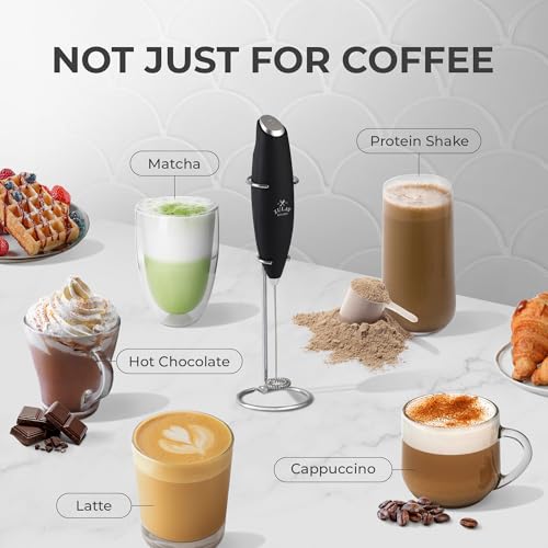 Zulay Kitchen Powerful Milk Frother Wand With Duracell Batteries - Ultra Fast Handheld Drink Mixer - Electric Whisk Foam Maker for Coffee, Lattes, Cappuccino & Matcha - Z1 Motor - Black - My Kitchen Products