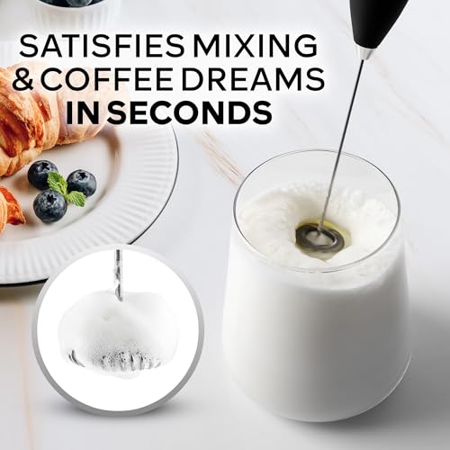 Zulay Kitchen Powerful Milk Frother Wand With Duracell Batteries - Ultra Fast Handheld Drink Mixer - Electric Whisk Foam Maker for Coffee, Lattes, Cappuccino & Matcha - Z1 Motor - Black - My Kitchen Products