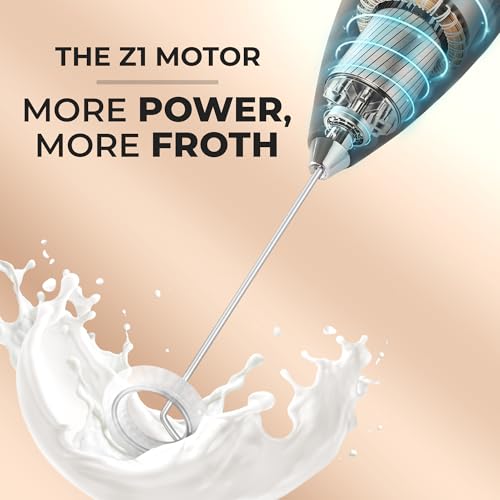 Zulay Kitchen Powerful Milk Frother Wand With Duracell Batteries - Ultra Fast Handheld Drink Mixer - Electric Whisk Foam Maker for Coffee, Lattes, Cappuccino & Matcha - Z1 Motor - Black - My Kitchen Products