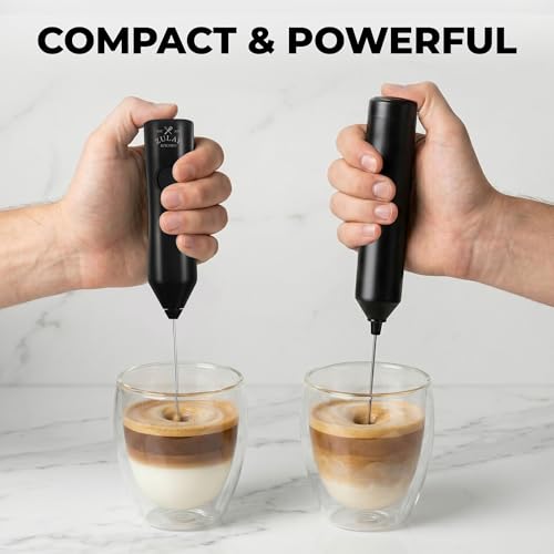 Zulay Kitchen Rechargeable Milk Frother Handheld - Frother Wand, Drink Mixer, Electric Whisk Frother, for Cappuccinos, Matcha & Protein Powder - Dynamic 3 Whisk, 3 Speed 500mAh Black - My Kitchen Products