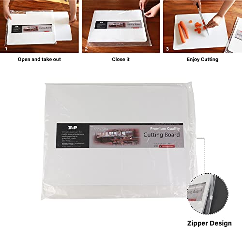 ZVP Disposable Cutting Boards 30 Count, Collapsible Cutting Board Sheet with Built-in Crease, Flexible Plastic Cutting Mat for Kitchen and Commercial Use, 17 x 12 In White - My Kitchen Products