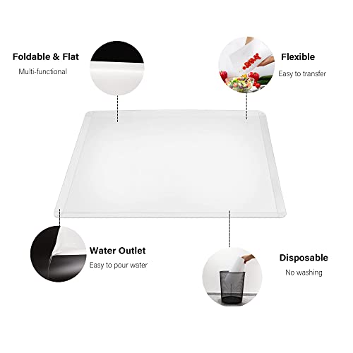 ZVP Disposable Cutting Boards 30 Count, Collapsible Cutting Board Sheet with Built-in Crease, Flexible Plastic Cutting Mat for Kitchen and Commercial Use, 17 x 12 In White - My Kitchen Products