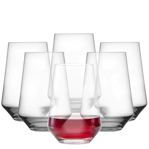 ZWIESEL GLAS Pure Stemless Bordeaux Glass (Set of 6), Red Wine Tumbler for Bordeaux, Dishwasher-Safe Machine-Made Tritan