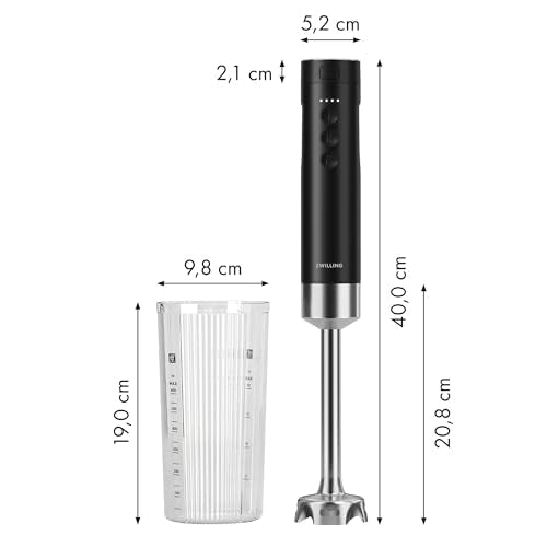 ZWILLING Xtend Immersion Blender and Accessory 2-pc Set – 3-Speed Cordless Hand Blender with Long Stainless Steel Arm and 20oz Beaker – Powerful, Quiet, Energy-Efficient, Battery Not Included - My Kitchen Products