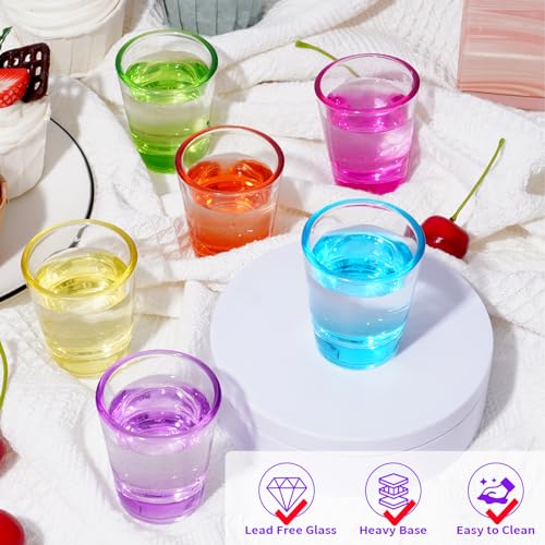 ZZYFGH 6 Pack Shot Glasses Set,1.5 oz Colorful Shot Glass with Heavy Base,Shot Glass for Vodka, Whiskey, Tequila, Espressos, Spirits & Liquors - My Kitchen Products