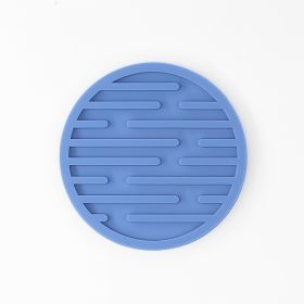 Striped Round Silicone Coaster Set (Option: Nordic Blue-6 Pad Bags)