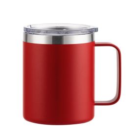 Simple Solid Color Stainless Steel Mug Cup Handle Cup (Option: Spray Plastic Red-12oz)