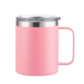 Simple Solid Color Stainless Steel Mug Cup Handle Cup (Option: Spray Powder-12oz)