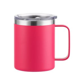 Simple Solid Color Stainless Steel Mug Cup Handle Cup (Option: Spray Deep Powder-12oz)