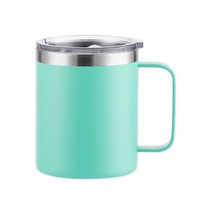 Simple Solid Color Stainless Steel Mug Cup Handle Cup (Option: Plastic Spray Mint Green-12oz)