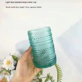 Bead Point Series Glass Cup High Leg (Option: Bead Point Large Cup Sky Blue-301to400ml)