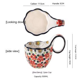 Curved Handle Cup Creative Ceramic Large Capacity (Option: Red berry)