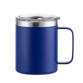 Simple Solid Color Stainless Steel Mug Cup Handle Cup (Option: Spray Plastic Dark Blue-12oz)