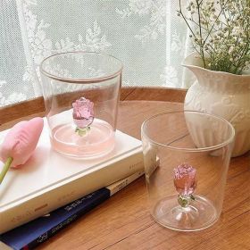 Three-dimensional Christmas Tree Glass Cup (Option: Pink Rose Cup)