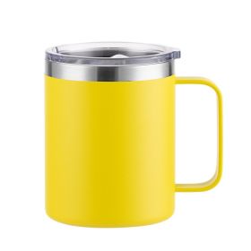 Simple Solid Color Stainless Steel Mug Cup Handle Cup (Option: Spray Plastic Yellow-12oz)