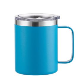 Simple Solid Color Stainless Steel Mug Cup Handle Cup (Option: Spray Plastic Sky Blue-12oz)