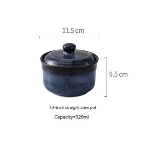 Household Ceramic Covered Water Proof Stewing Cup (Option: Blue stew cup 4.5inches)