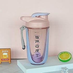 Fitness Exercise Dried Egg White Milk Shake Cup With Rope Handle (Option: Pink-590ML)