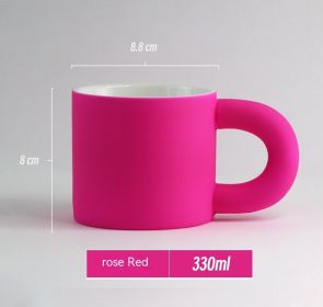 Mug Ceramic Cup Laser Engraving Good-looking (Option: Rose Red-330ml)