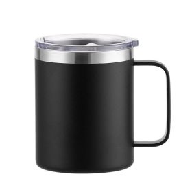 Simple Solid Color Stainless Steel Mug Cup Handle Cup (Option: Plastic Spray Black-14oz)