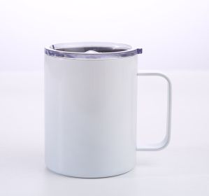 Simple Solid Color Stainless Steel Mug Cup Handle Cup (Option: Sublimation White-14oz)