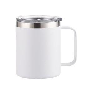 Simple Solid Color Stainless Steel Mug Cup Handle Cup (Option: Spray Plastic White-14oz)