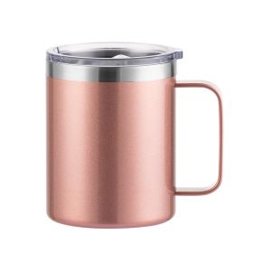 Simple Solid Color Stainless Steel Mug Cup Handle Cup (Option: Spray Paint Rose Gold-16oz)